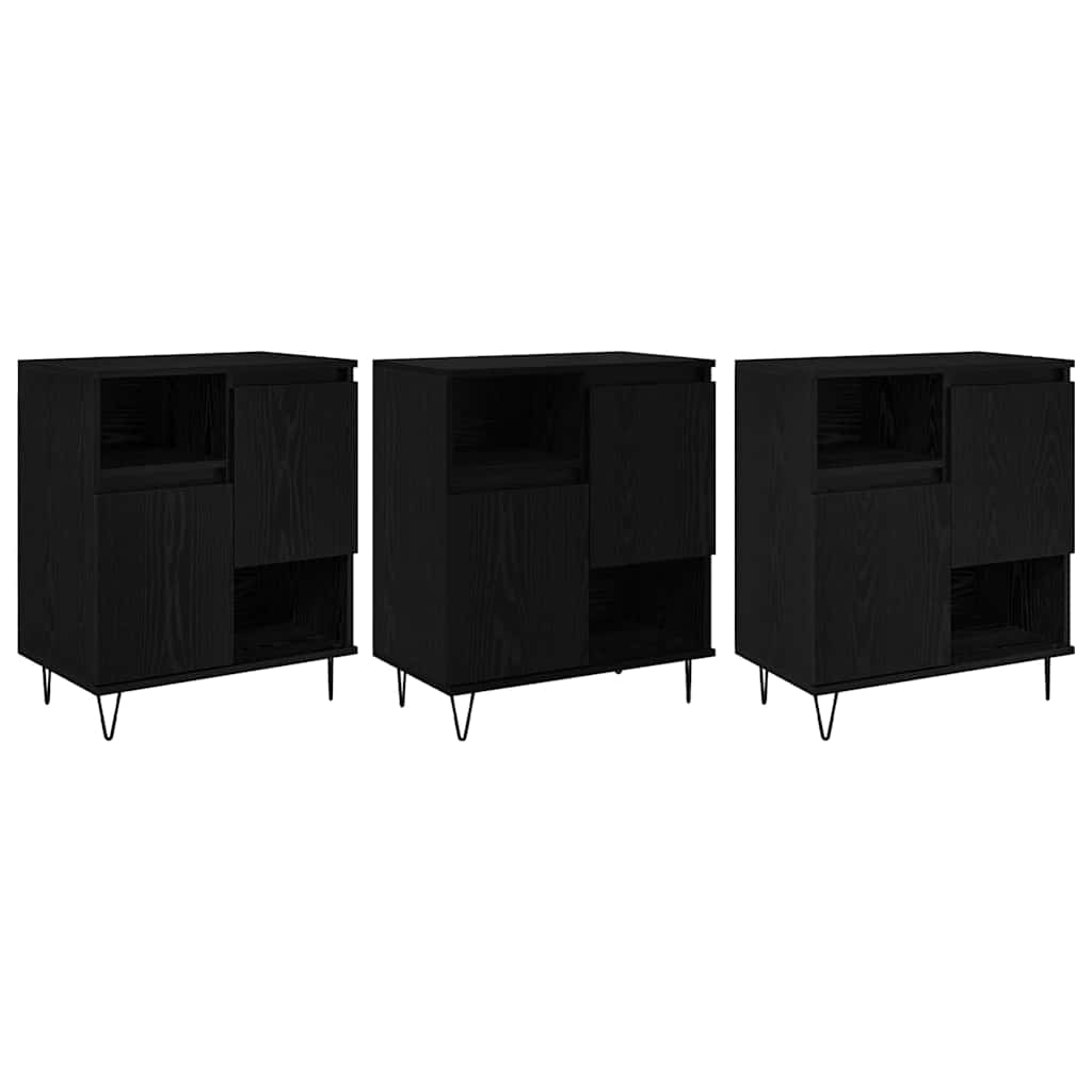 Skåp Svart 3 pcs Svart Ek 180 x 35 x 70 cm
