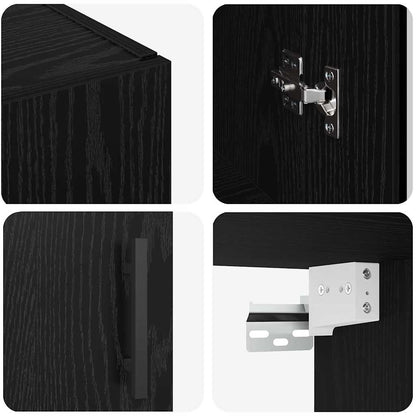 Väggskåp Svart Ek 2 pcs 69.5 x 34 x 90 cm