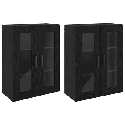 Väggskåp Svart Ek 2 pcs 69.5 x 34 x 90 cm