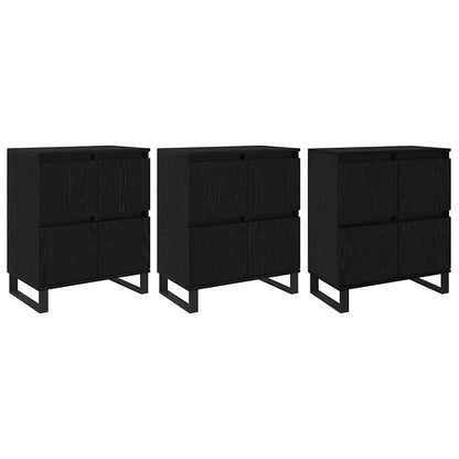 Skåp Svart Ek 3 pcs 180 x 35 x 70 cm