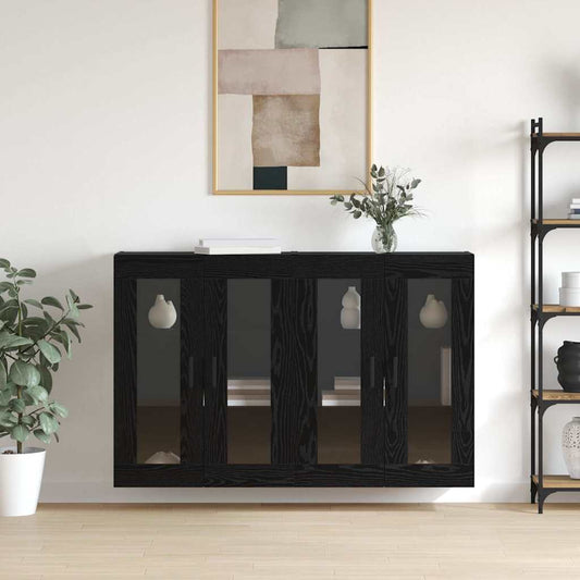 Väggskåp Svart Ek 2 pcs 69.5 x 34 x 90 cm