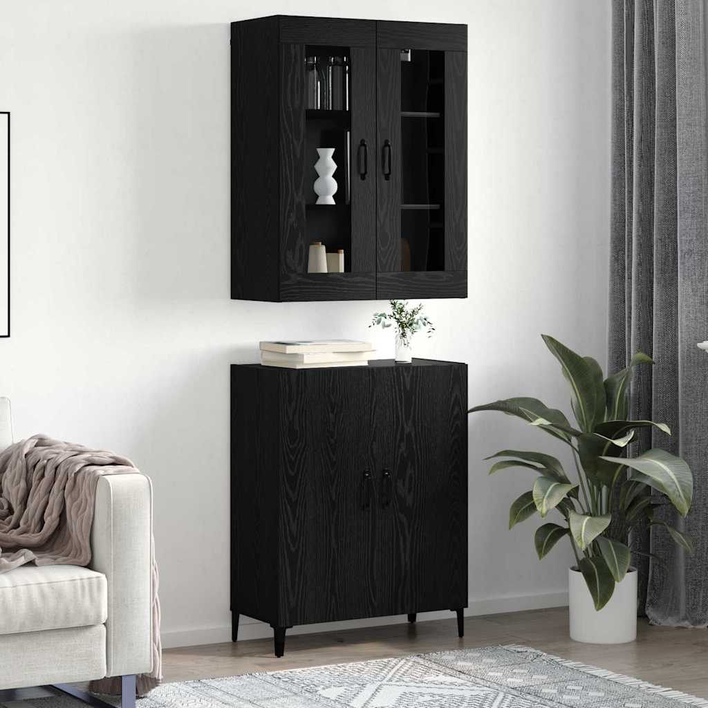 Skåp Svart Ek 2 pcs 69.5 x 34 x 180 cm