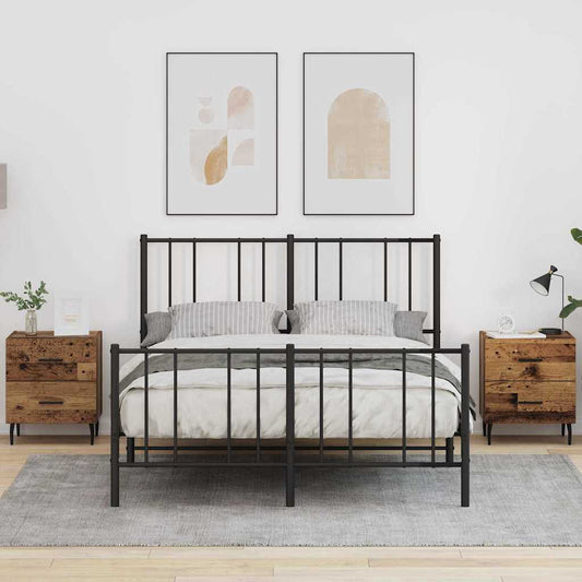 Sängbord Nattduksbord Åldrat Trä med låda 2 pcs 40 x 35 x 47.5 cm