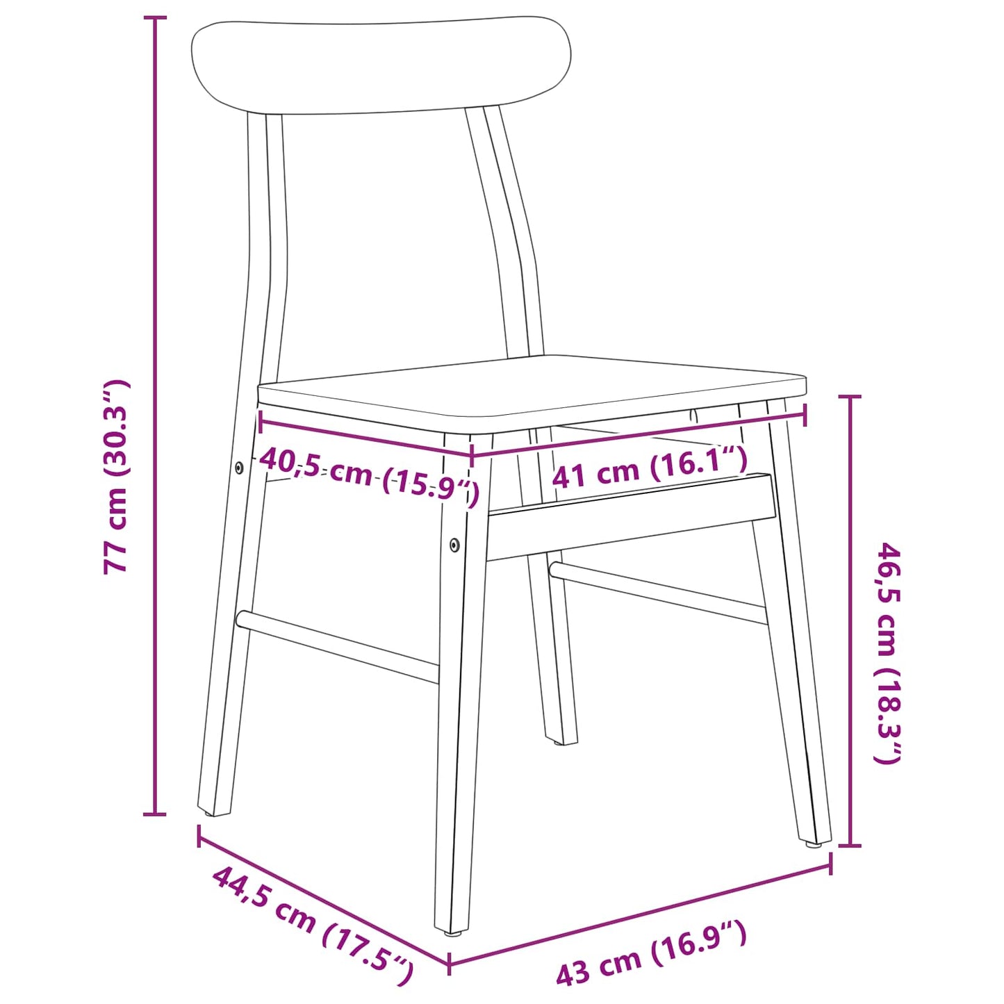 Matstol 2 pcs Naturfärg Massivt Trä