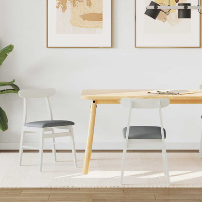 Matstol 2 pcs Vitt och Grått Massivt Trä