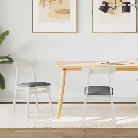 Matstol 2 pcs Vitt och Grått Massivt Trä