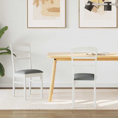 Matstol 2 pcs Vitt och Grått Massivt Trä