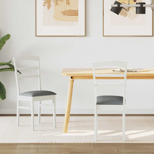 Matstol 2 pcs Vitt och Grått Massivt Trä