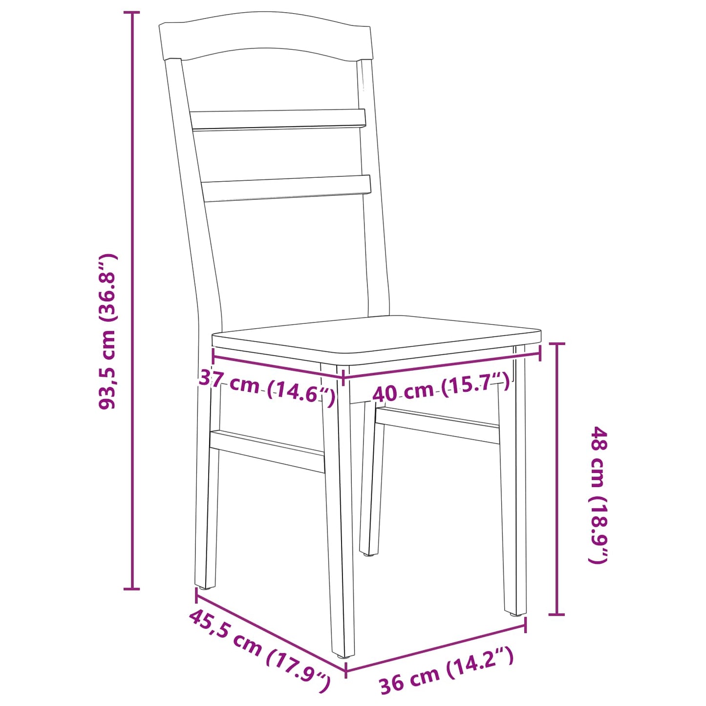 Matstol 2 pcs Vit och Naturlig Massivt Trä