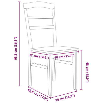 Matstol 2 pcs Vit och Naturlig Massivt Trä