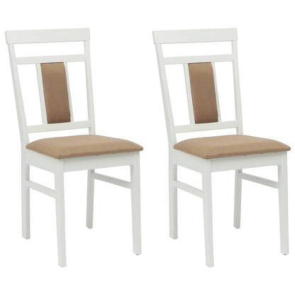 Matstol 2 pcs Vit och brun Massivt Trä