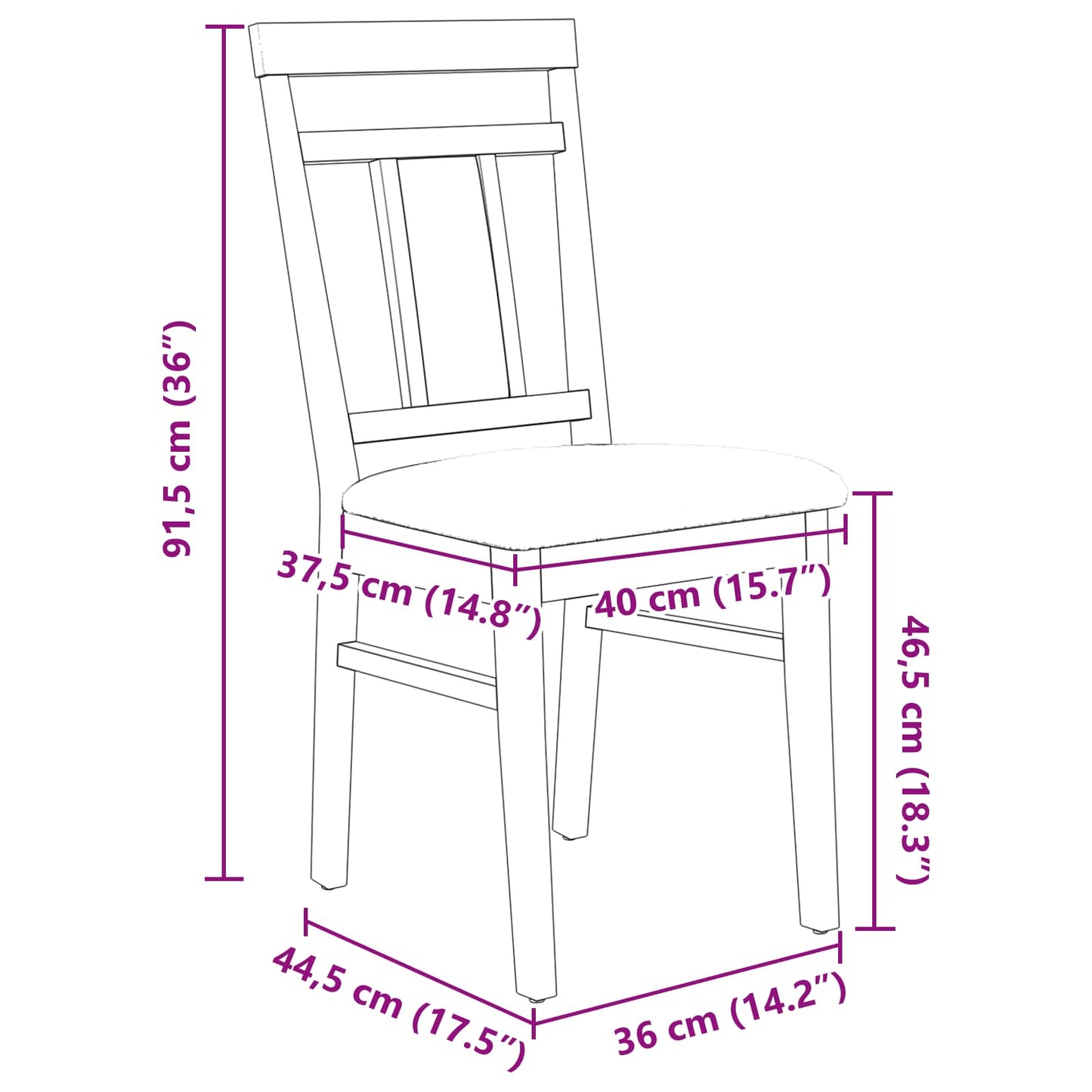 Matstol 2 pcs Naturlig och ljus Massivt Trä