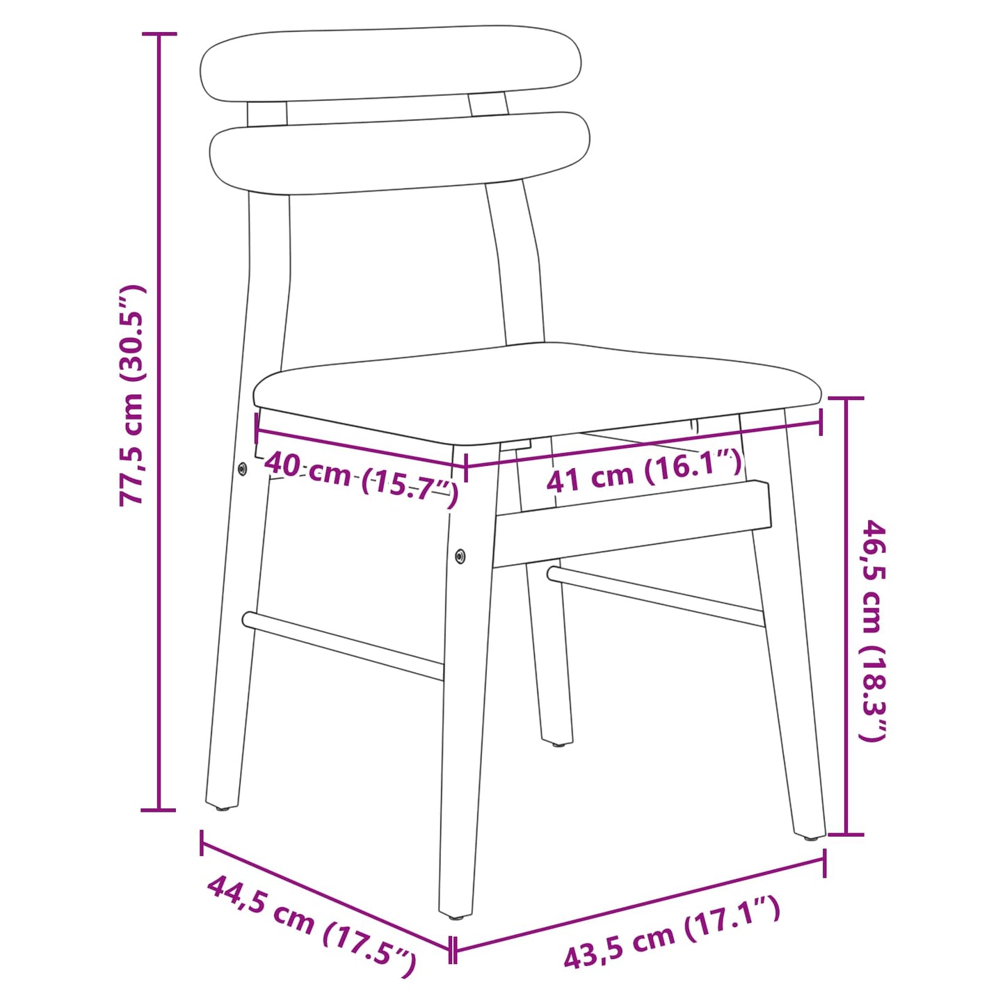 Matstol 2 pcs Naturlig och ljus Massivt Trä