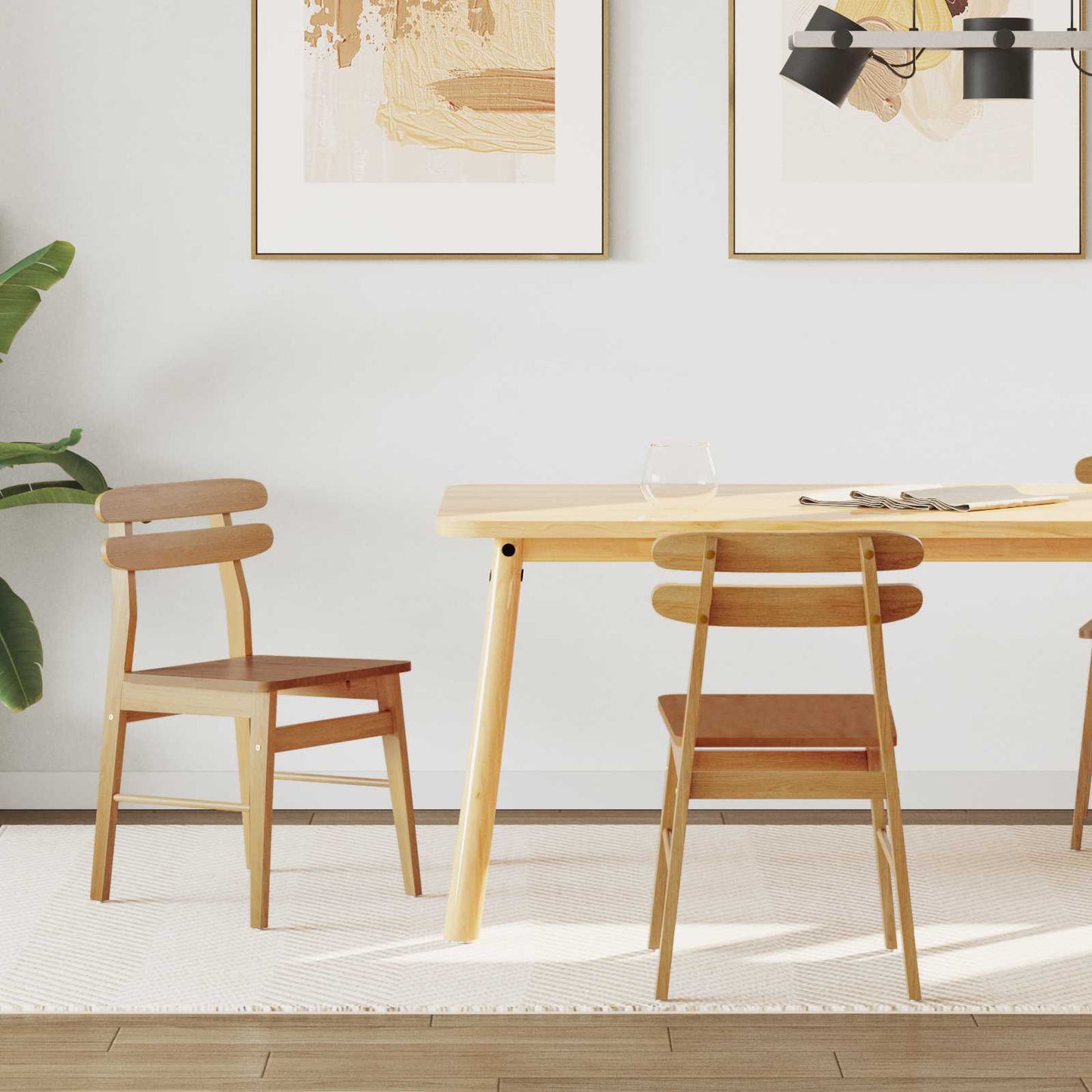 Matstol 2 pcs Naturfärg Massivt Trä