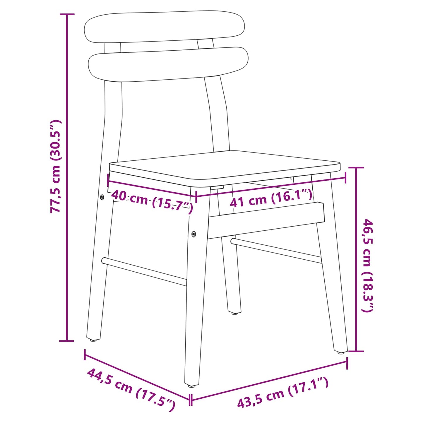 Matstol 2 pcs Naturfärg Massivt Trä