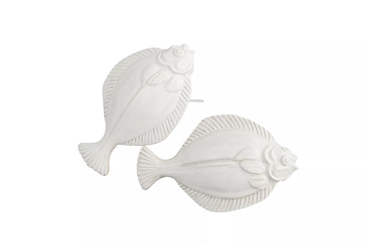 Pynt Flundra Plattfisk Stick Vit Poly 8cm 2-pack
