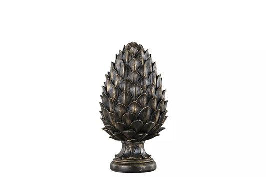 Dekoration Kotte på fot - Guldbrun 26 cm