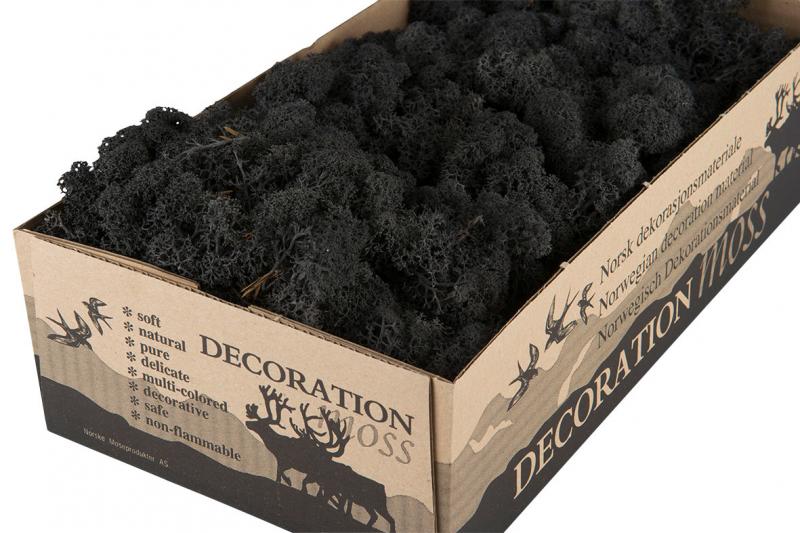 Juldekoration Inomhus Mossa Vitmossa Flamsäker Svart 500g
