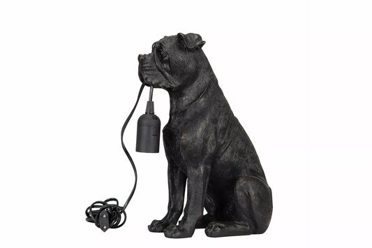 Bordslampa Sittande Hund Svart Brun Poly