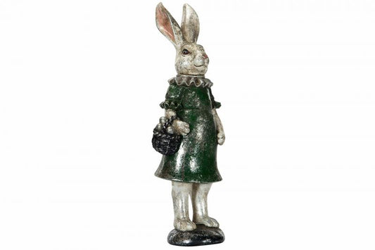 Påskdekoration Hare Med Äggkorg Poly 12x11x36cm
