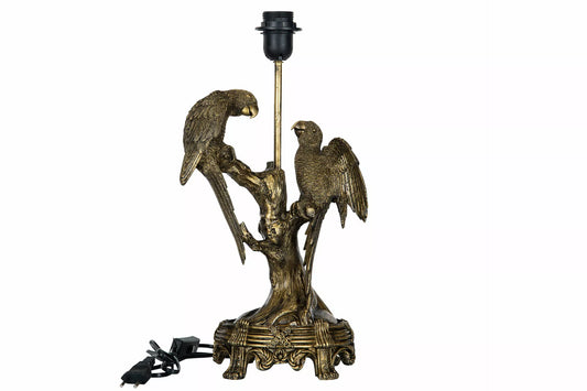 Bordslampa Fåglar Guld Brun Poly 22x45cm