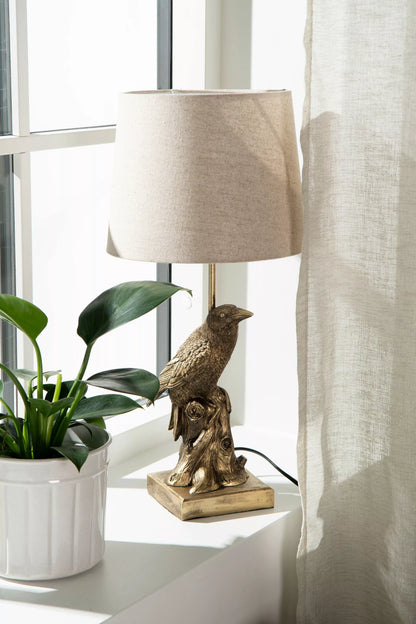 Bordslampa Lampfot Kråka Guld Poly 13,5x12,5x41cm I lager: Vecka  6
