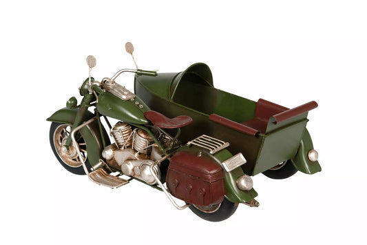 Dekoration Metalldekoration Motorcykel Sidvagn Grön 19x27x15cm