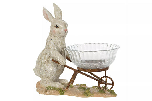 Påskdekoration Hare med glasskål 30 cm