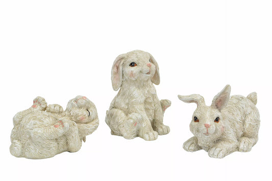 Påskdekoration Kaniner Vit Mix Poly 3-pack
