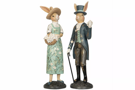 Påskdekoration Hare Mr & Mrs Mix Polyresin 9,5x7x26cm 2-pack    0