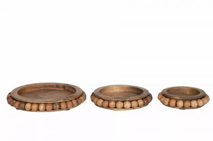 Dekorativt Fat Bricka Marble Trä Brun 16x2,5cm 3-pack