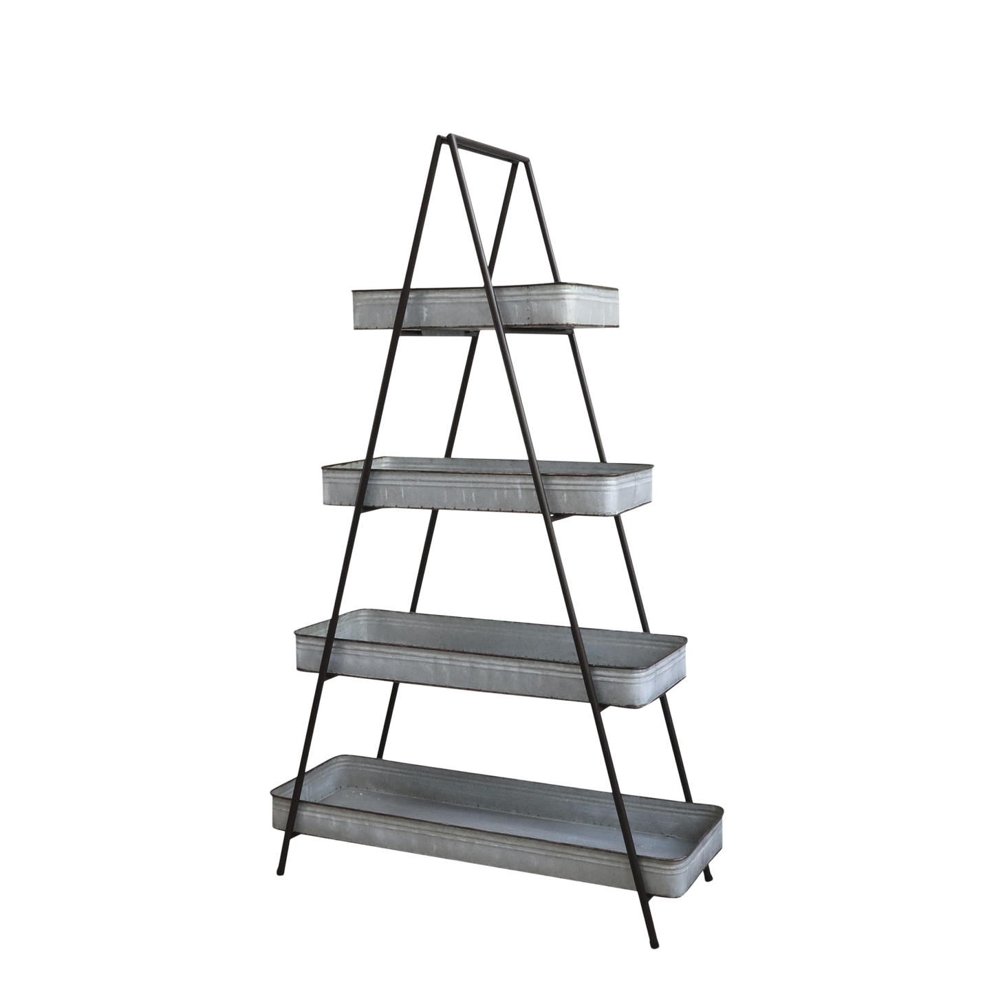 Hylla Bokhylla med 4 zinkhyllor H160 / L95,5 / B36 cm antik zink drop