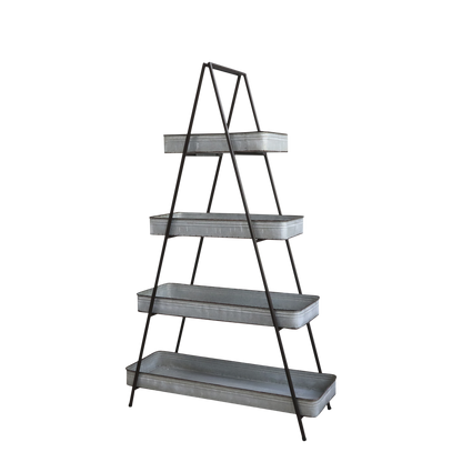 Hylla Bokhylla med 4 zinkhyllor H160 / L95,5 / B36 cm antik zink drop