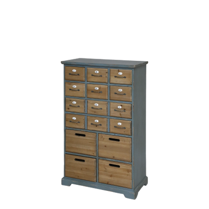Byrå med 16 lådor H107,5/L67,5/B34 cm antik opal