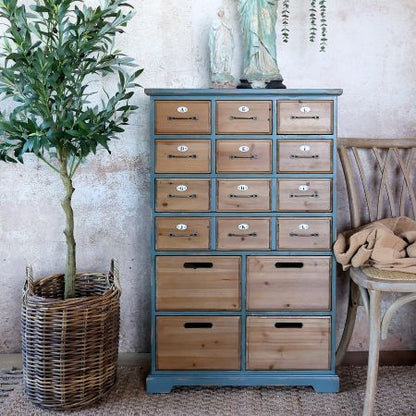 Byrå med 16 lådor H107,5/L67,5/B34 cm antik opal