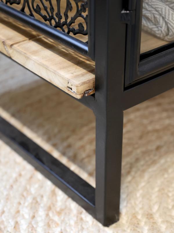 Sidobord med 2 hyllplan antik svart H65/L49/W36 cm drop