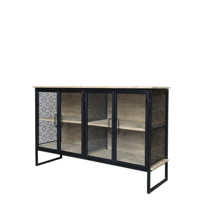 Skänk med 4 dörrar & hyllor H80/L121/B38 cm antiksvart drop