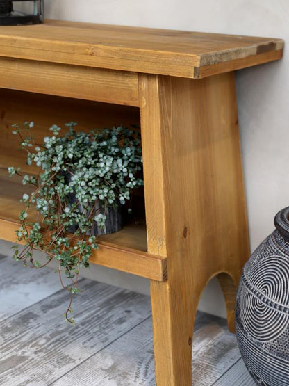 Sittbänk med hylla H48,5 / L80 / B30 cm natur
