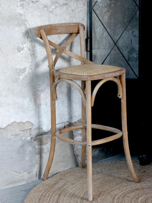 Barstol fransk med flätad sits H89/L55/B51 cm natur drop