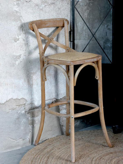 Barstol fransk med flätad sits H89/L55/B51 cm natur drop