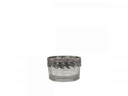 Ljusstake Värmeljushållare med silverdekoration H3,5 / Ø5 cm antik silver