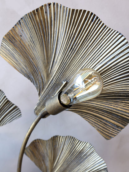 Golvlampa med 4 blad H150 / L65 / B25 cm antik mässing drop