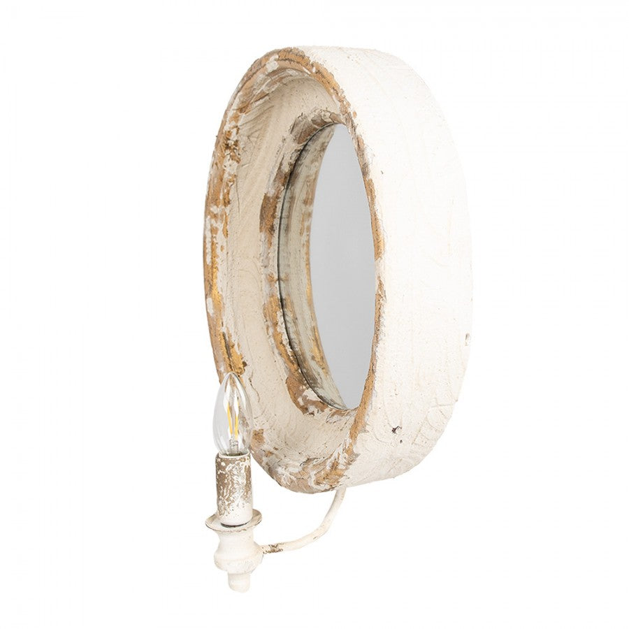 Vägglampa med spegel Beige 38x14x47 cm E14/max 1x25W