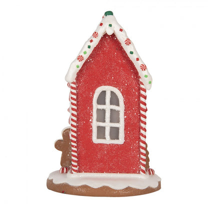 Juldekoration Inomhus Pepparkakshus med LED 14x14x22 cm Brun Röd