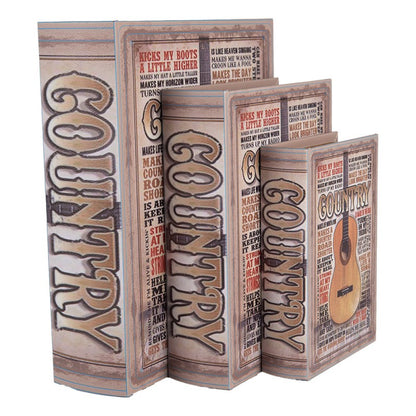 Dekoration Boklåda Set med 3 böcker 27 /22 /17 cm Beige Wood