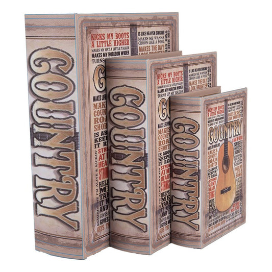 Dekoration Boklåda Set med 3 böcker 27 /22 /17 cm Beige Wood