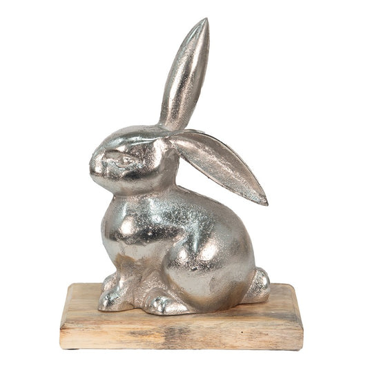 Påskdekoration Kanin 21x11x28 Cm Silverfärgad aluminium trä