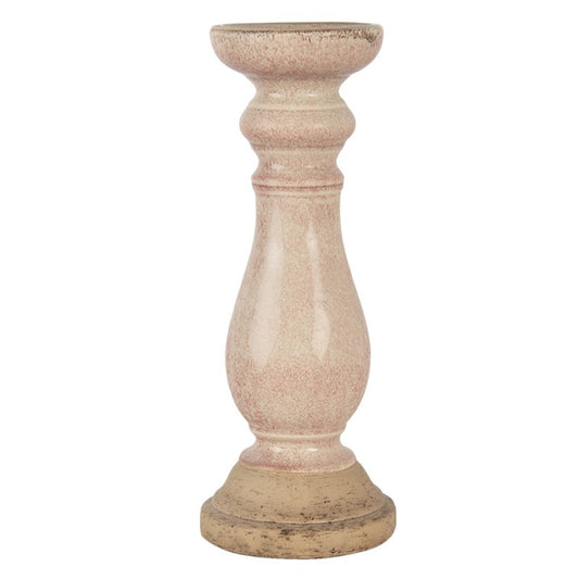 Ljusstake Rosa Keramik Rund Ø 14x36 Cm