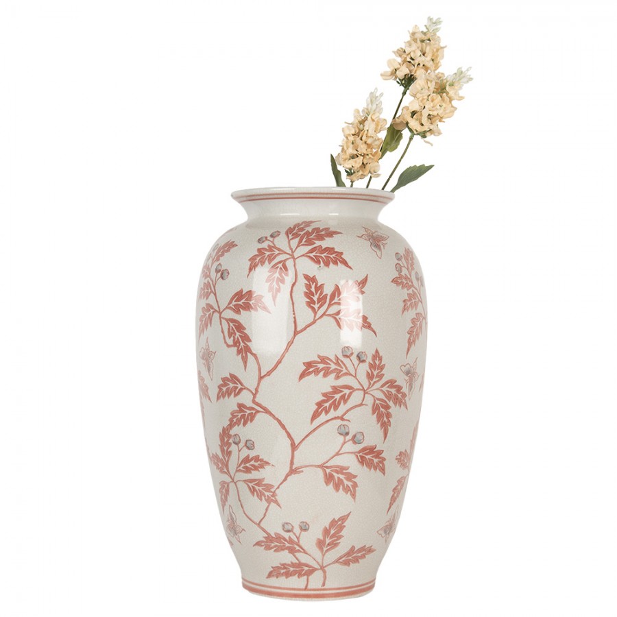 Dekorativ Vas Ø 23x42 cm Beige Röda