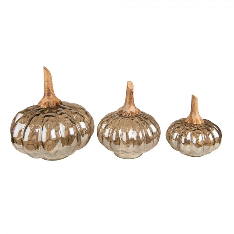 Dekoration Pumpa 15 Cm Brun Grönt Glas